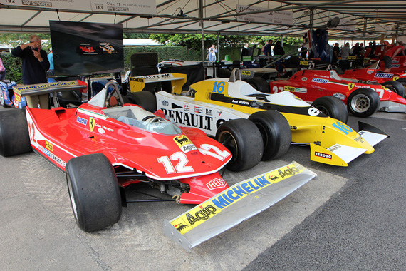 Everyone recalls the famous battle between Gilles Villeneuve’s Ferrari 312T4 and René Arnoux’s  Renault RS10 during the last laps of the 1979 French Grand Prix in Dijon.  Their cars were reunited in the paddock.  That day also saw the 1st win of a turbo engine in F1, opening a new era.