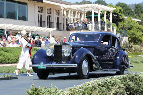 The complete designation of this 1932 Rolls-Royce is Phantom II Continental Figoni & Falaschi Pillarless Berline.  Built for the Prince of Nepal, it is the sole Rolls-Royce to be bodied by the famous French coachbuilder.