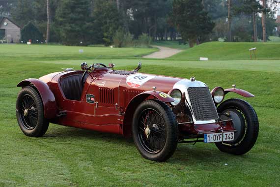 This 1929 Maserati Tipo 26M was supplied new to UK as a two seater but was  later changed into a four seater with Touring bodywork before being turned back again to two seater form.  It participated in the 2013, 2014 and 2015 editions of the Mille Miglia.