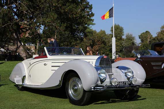 Also from 1939, another Bugatti Type 57 cabriolet by Gangloff.  Showed at the Geneva Salon and in many Concours d’Elegance in  France, it was sold in the USA in 1960 and displayed at the 2003 Pebble Beach Concours.