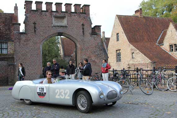 A 1948 Cisitalia 202 SMM, in the streets of Bruges, the Venice of the North, where the participants had their lunch.